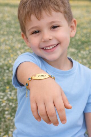 14 Ayar Altın Kaplama Kişiye Özel Bujiteri Çocuk Bilekliği
