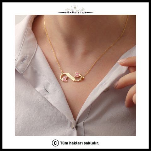 925 Ayar Gümüş İsimli Lale Desen Sonsuzluk Kolye