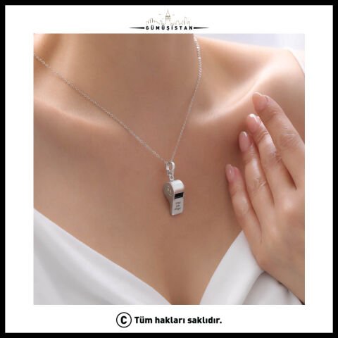 Düdük Kolye – Gümüş Renk Fonksiyonel Düdük Uçlu Kadın Erkek Unisex Kolye