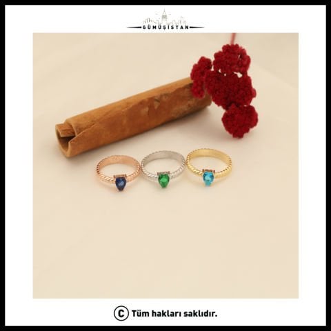 925 Ayar Gümüş Özel El Yapımı Birthstone Yüzük