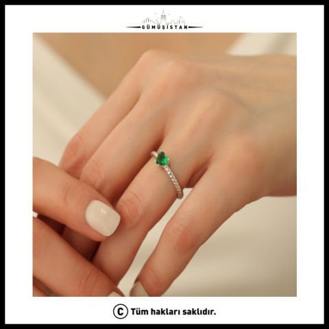 925 Ayar Gümüş Özel El Yapımı Birthstone Yüzük