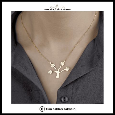 Kişiye Özel İsimli Aile Ağacı Kolyesi – Çocuk İsimli Hayat Ağacı Anne Kolyesi