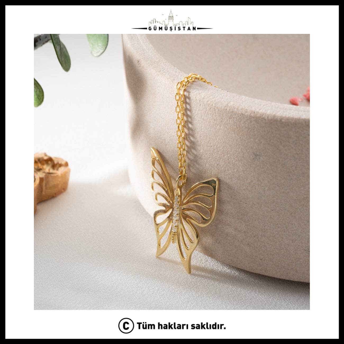 925 Ayar Gümüş Trend Kelebek Kolye