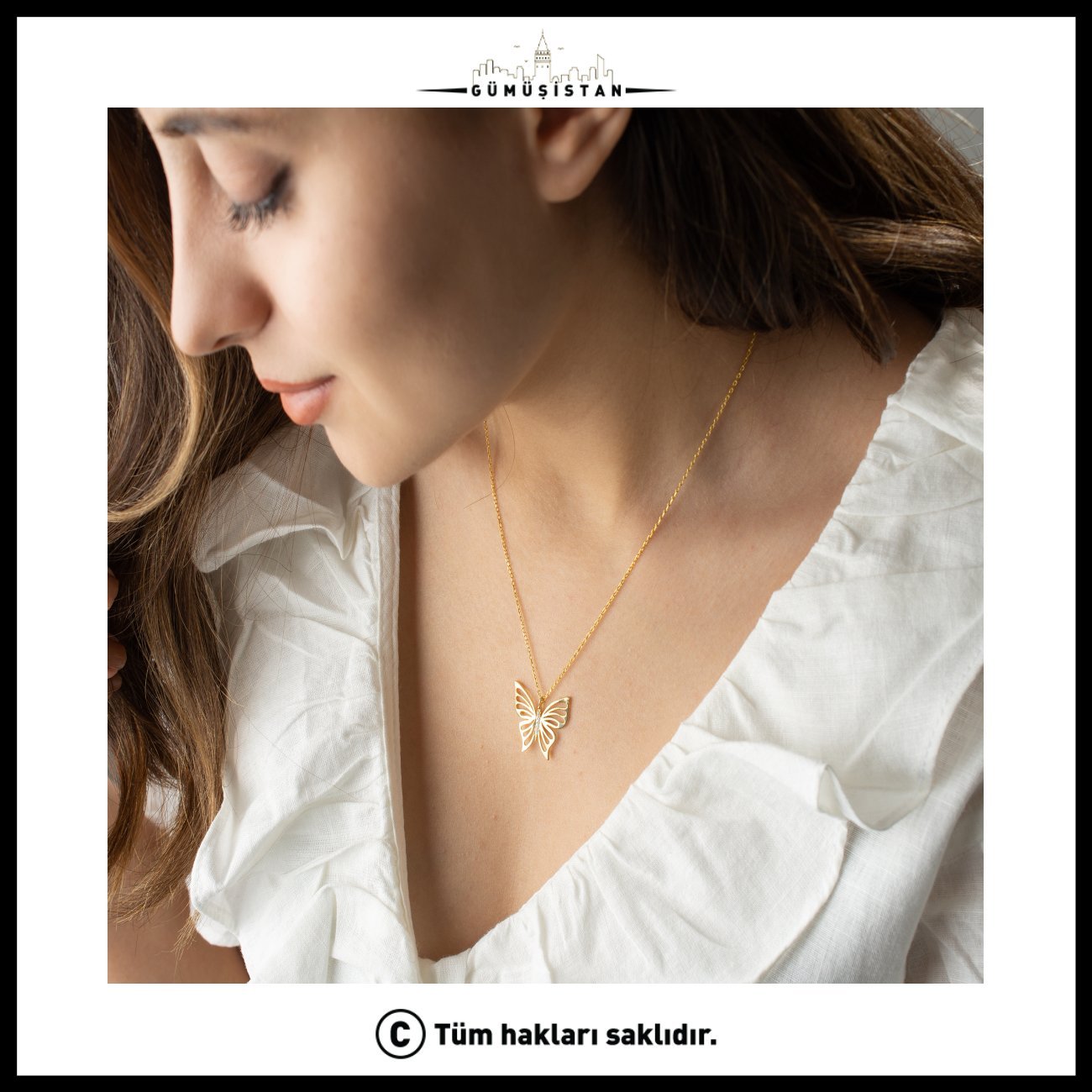 925 Ayar Gümüş Trend Kelebek Kolye