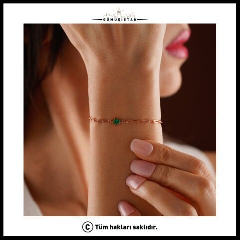 Kişiye Özel Doğum Taşlı Prizma Model Zincirli Bileklik – Bujiteri