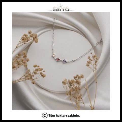 Kişiye Özel Doğum Taşlı Prizma Model Zincirli Bileklik – Bujiteri