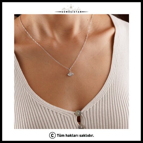 Nazar Göz Kolye – Minimal Göz Figürlü Zirkon Taşlı Koruyucu Kolye