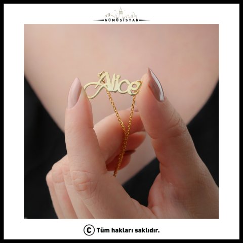 Kişiye Özel İsim Kolyesi – El Yazısı İsimli 925 Ayar Gümüş & Pirinç Kolye