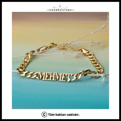 Kişiye Özel İsimli Kalın Zincir Bileklik – Gurmet Zincir Gold İsim Bilekliği