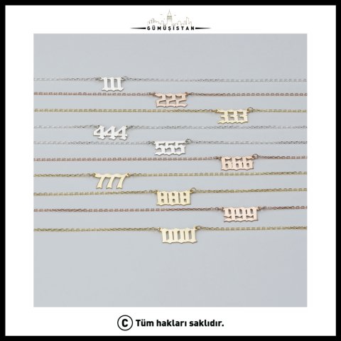 Kişiye Özel Melek Sayıları Kolyesi – 111, 222, 333, 444, 555, 666, 777, 888, 999