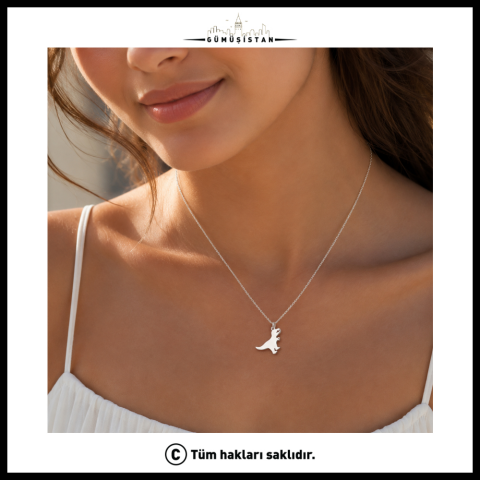 Minimal Dinozor Kolye – T-Rex Figürlü Unisex Kolye