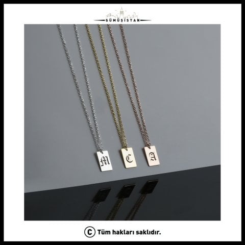 Kişiye Özel Harf Kazımalı Plaka Kolye – Baş Harfli Minimal Kolye