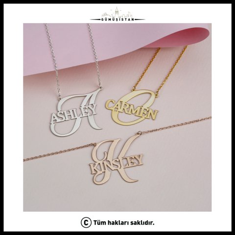 Kişiye Özel Büyük Baş Harf ve İsim Kolyesi - Büyük Harf İsim Kolye