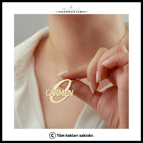 Kişiye Özel Büyük Baş Harf ve İsim Kolyesi - Büyük Harf İsim Kolye