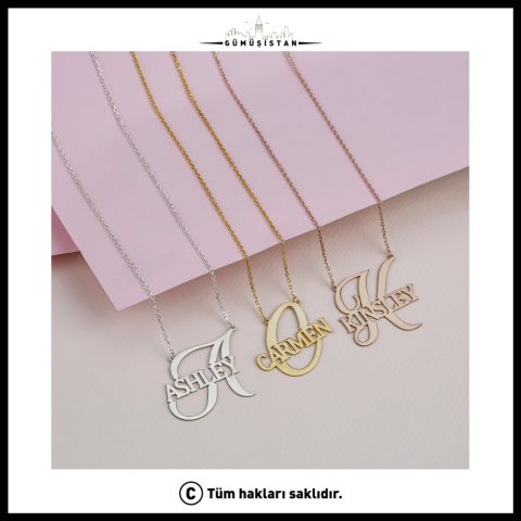 Kişiye Özel Büyük Baş Harf ve İsim Kolyesi - Büyük Harf İsim Kolye