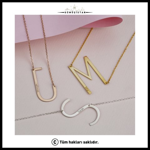 925 Ayar Gümüş Kişiye Özel Harf ve İsim Detaylı Kolye