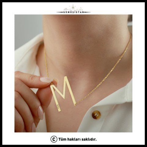 925 Ayar Gümüş Kişiye Özel Harf ve İsim Detaylı Kolye
