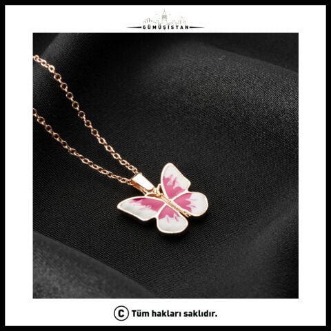 Kişiye Özel Açılır Kelebek Kolye – İsim, Tarih ve Mesaj Yazılabilir Rose Gold Kaplama Kadın Kolyesi