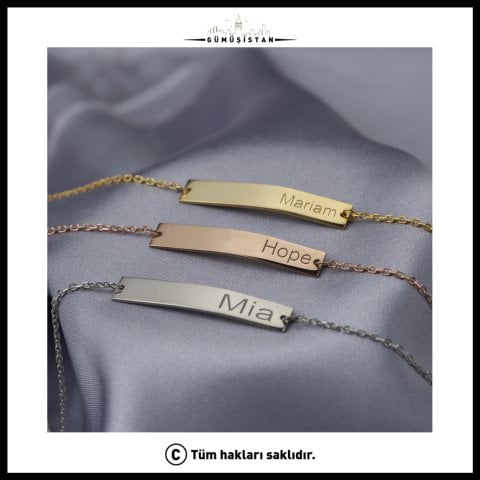 Kişiye Özel İsimli Plaka Bileklik – Çocuk İsimli Minimal Gold Kadın Bilekliği