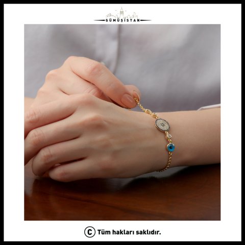 Nazar Boncuklu Zirkon Taşlı Bileklik – 925 Ayar Gümüş Şans ve Koruma Bilekliği