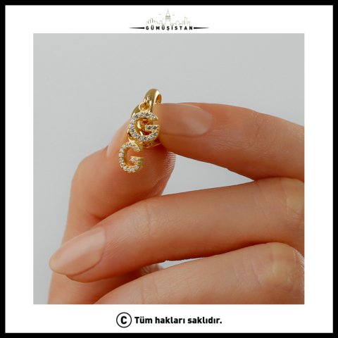 Kişiye Özel Harfli Zirkon Taşlı Halka Küpe – Sallantılı Baş Harf Küpe