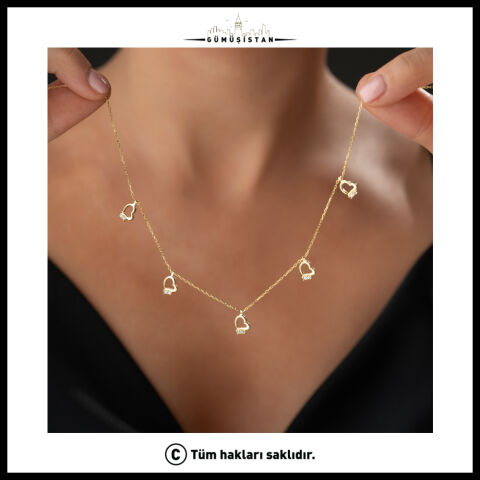 925 Ayar Gümüş Taşlı Kalp Charm Kolye Sallantılı Minimal Kadın Kolyesi