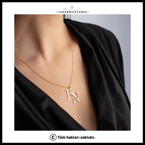 Kişiye Özel İki Harfli Monogram Kolye – Çift Baş Harf Tasarımlı Kişiselleştirilebilir Kolye