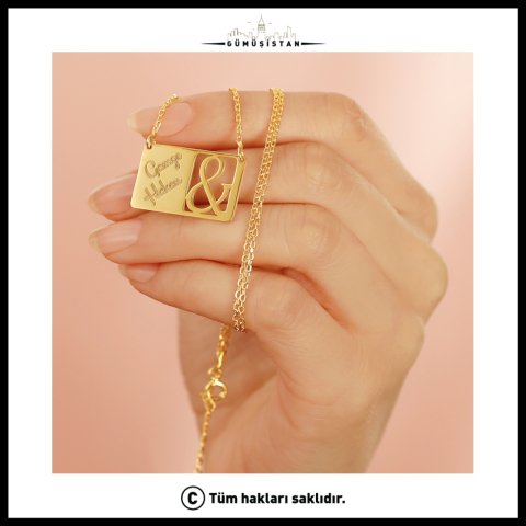 Kişiye Özel İki İsimli & İşareti Kolye – Çiftlere Özel İsim Kolyesi
