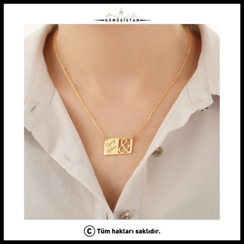 Kişiye Özel İki İsimli & İşareti Kolye – Çiftlere Özel İsim Kolyesi