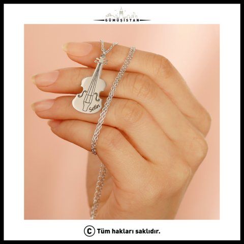 Kişiye Özel İsimli Keman Kolye – Müzisyen ve Müzik Severlere Özel Enstrüman Kolyesi