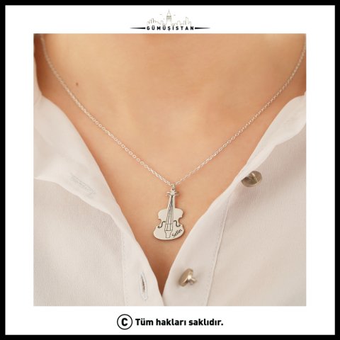 Kişiye Özel İsimli Keman Kolye – Müzisyen ve Müzik Severlere Özel Enstrüman Kolyesi