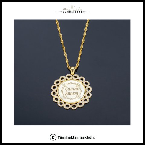 925 Ayar Gümüş Sonsuzluk Çerçeveli Canım Annem Takı Seti