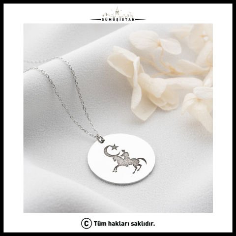 Atatürk Süvari Ay Yıldız Kolyesi – Atatürk Silüetli Madalyon | Pirinç & 925 Ayar Gümüş