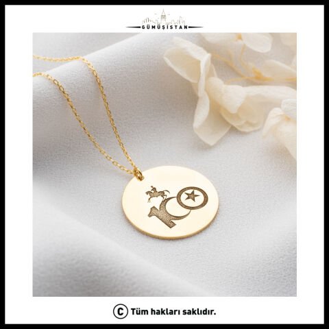 Atatürk 100. Yıl Kolyesi – Cumhuriyet 100. Yıl Ay Yıldız Madalyon Kolye