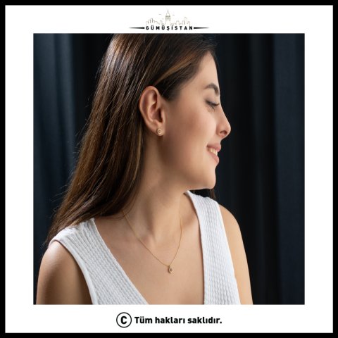 Kişiye Özel Doğum Taşı Takı Seti – 925 Ayar Gümüş Kolye ve Küpe