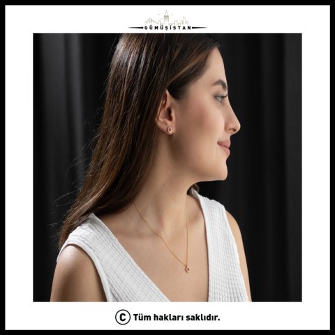 Temmuz Ayı Doğum Taşı Kolye – Yakut Taşlı Gold Kolye | Temmuz Doğum Günü Hediyesi