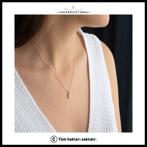 Ekim Ayı Doğum Taşı Kolye – Pembe Turmalin Taşlı Gold Kolye | Ekim Doğum Günü Hediyesi