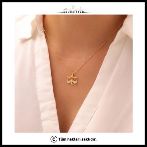 925 Ayar Gümüş Terazi Desenli Denge Kolye