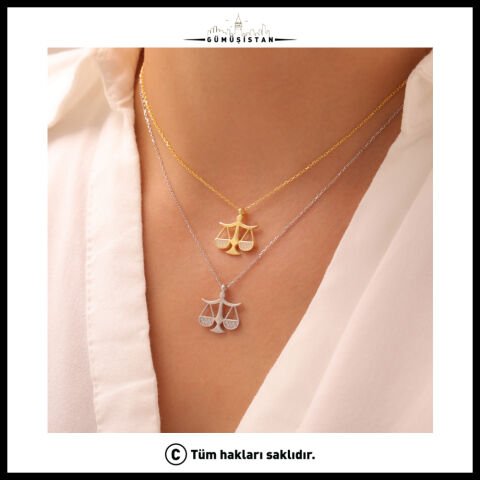 925 Ayar Gümüş Terazi Desenli Denge Kolye