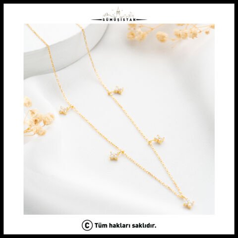 925 Ayar Gümüş Zirkon Taşlı Yonca Kolye