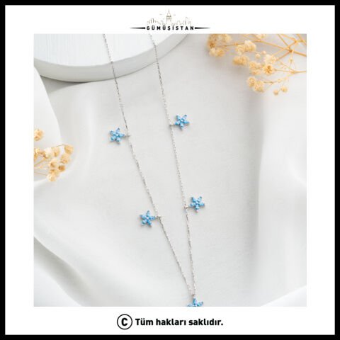 925 Ayar Gümüş Zirkon Taşlı Çiçek Kolye