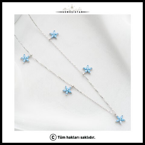 925 Ayar Gümüş Zirkon Taşlı Çiçek Kolye