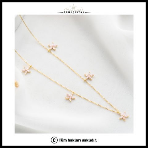 925 Ayar Gümüş Zirkon Taşlı Çiçek Kolye