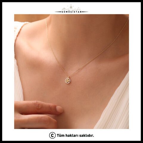 925 Ayar Baget Taşlı Çiçek Kolye