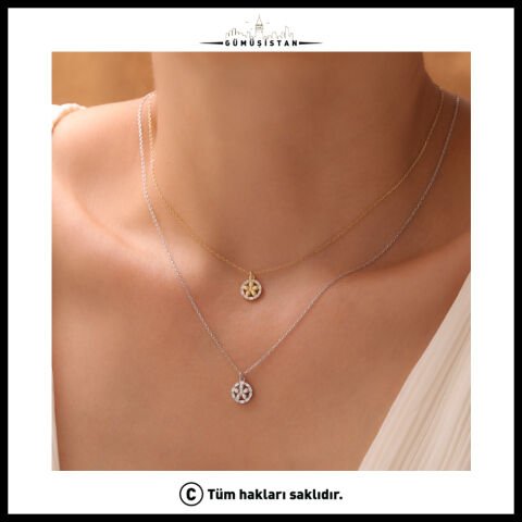 925 Ayar Baget Taşlı Çiçek Kolye