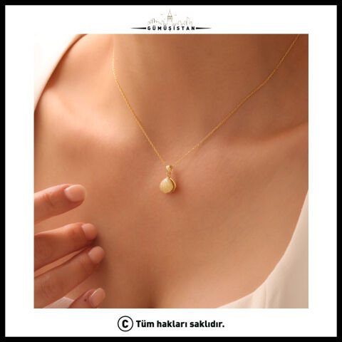 925 Ayar Gümüş İncili Deniz Kabuğu Kolye