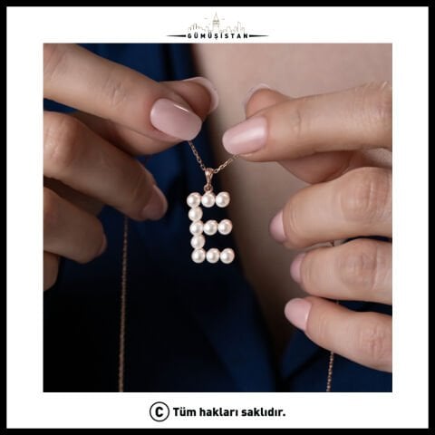 925 Ayar Gümüş İncili Harf Kolye