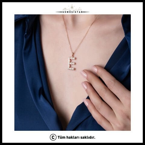 925 Ayar Gümüş İncili Harf Kolye