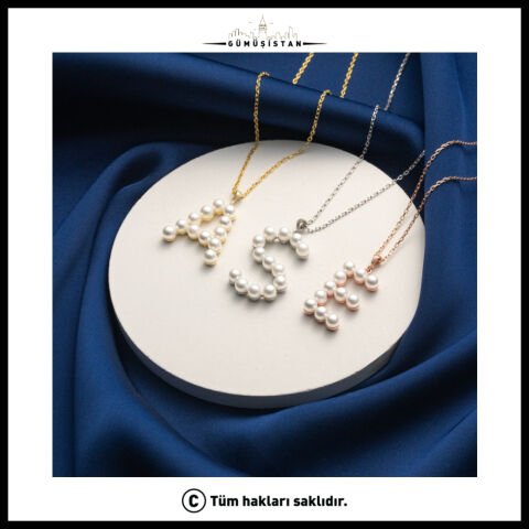 925 Ayar Gümüş İncili Harf Kolye