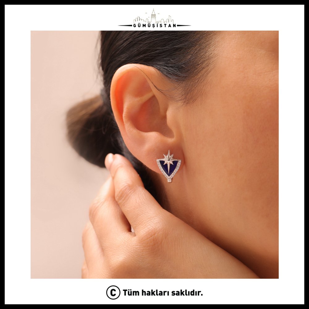 925 Ayar Gümüş Kalkan Kutup Yıldızı Küpe